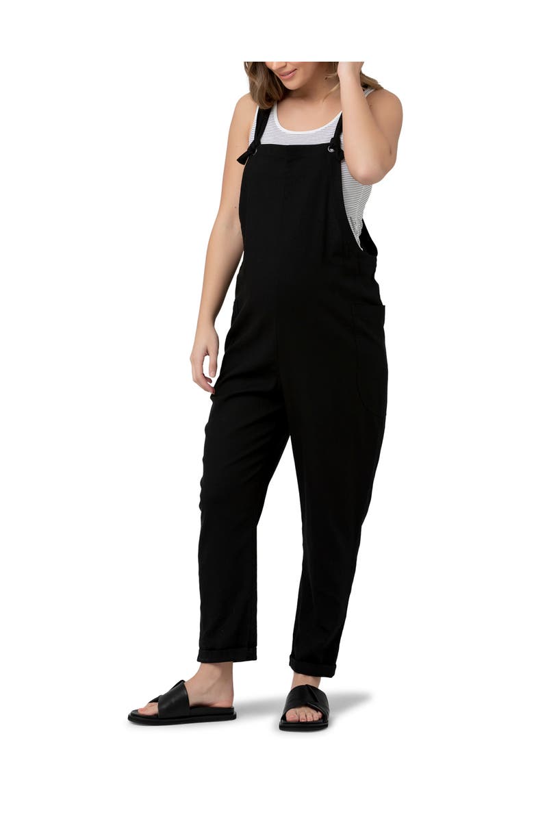 Ripe Maternity Poppy Linen Jumpsuit, Alternate, color, Black