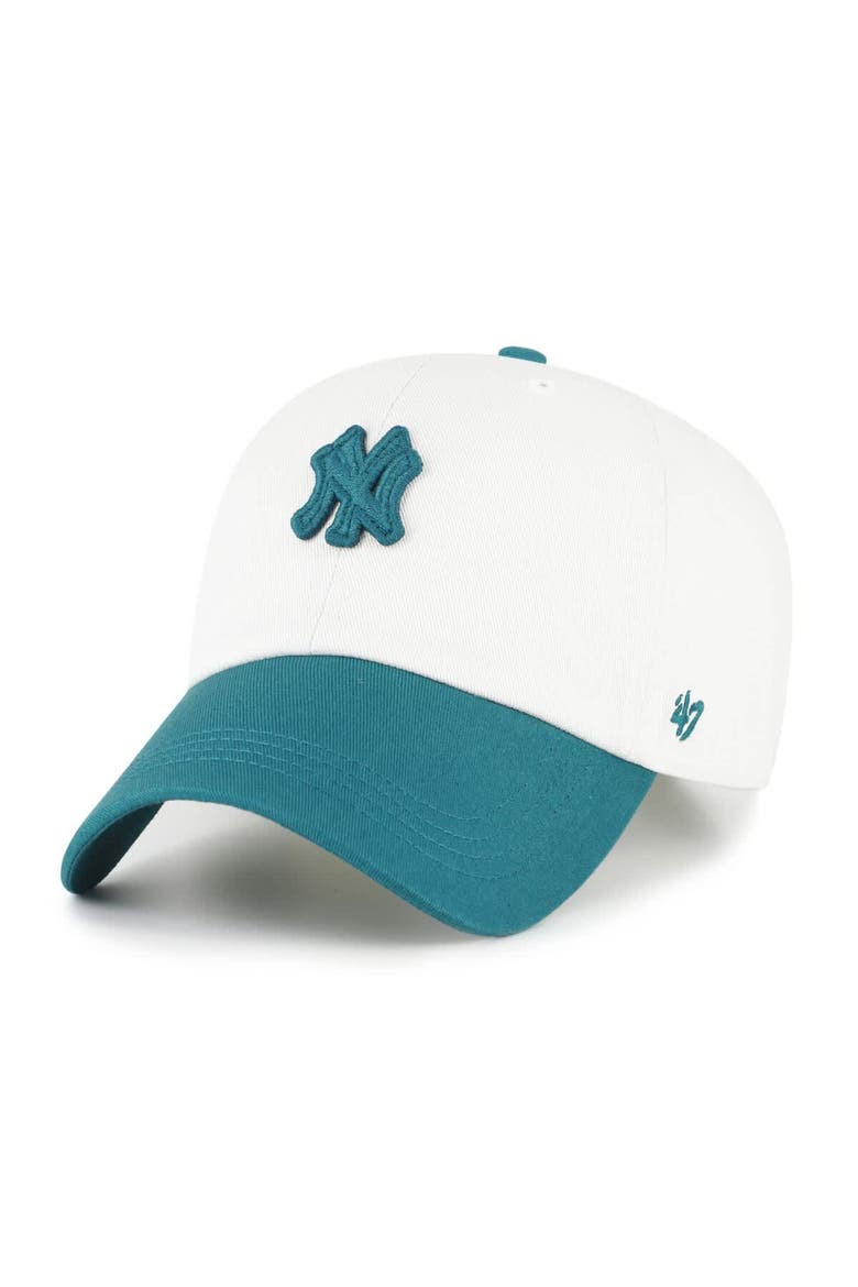 Men's '47 White/Teal New York Yankees Contemporary Tonal Clean Up Adjustable Hat, Main, color, White