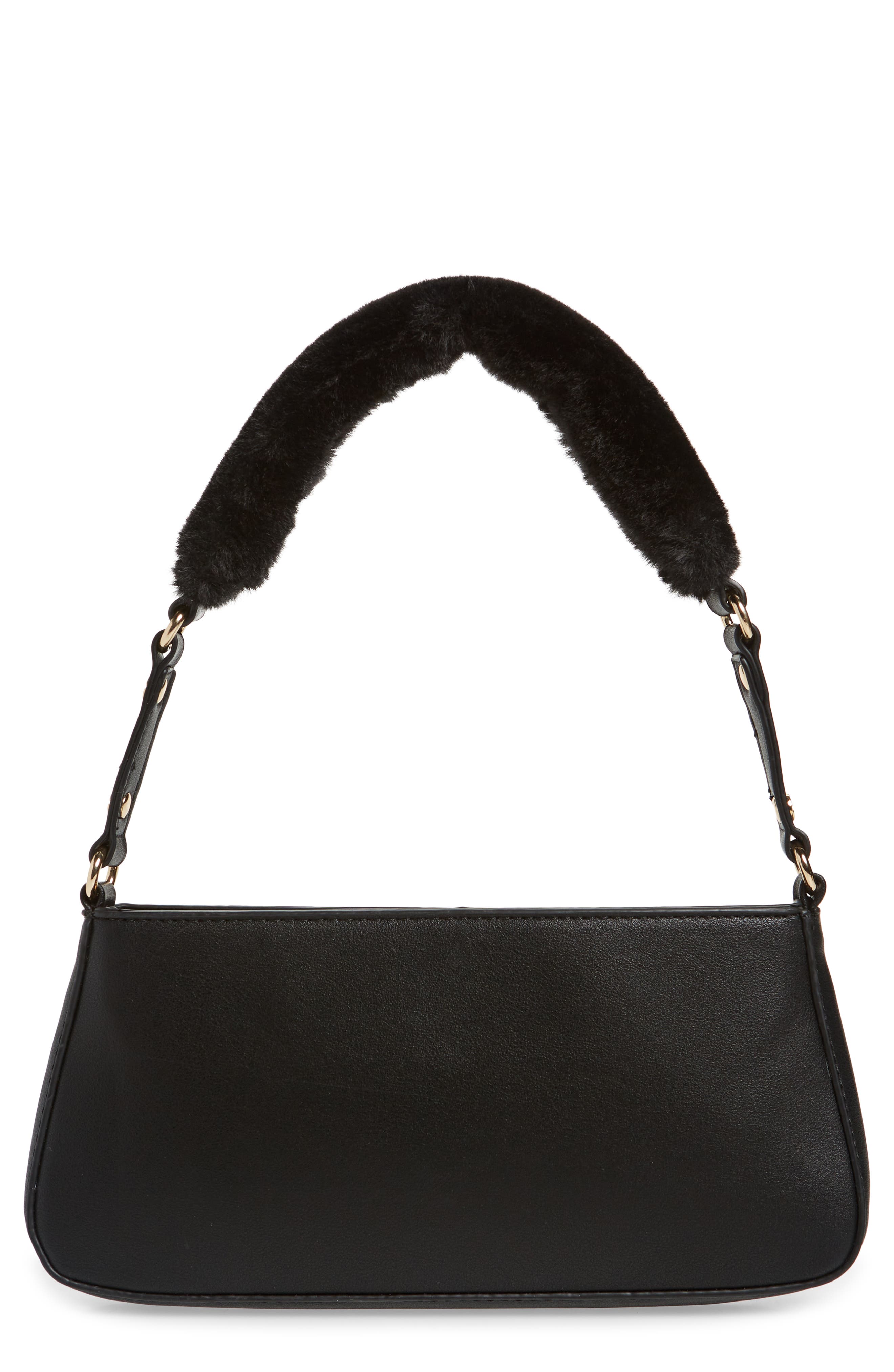 Mali + Lili Scarlett Faux Fur Strap Baguette Bag, Main, color, 