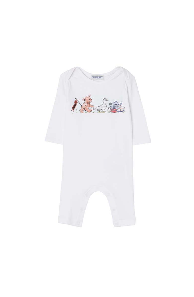Burberry Thomas Bear & Friends Stretch Cotton Jumpsuit, Main, color, White