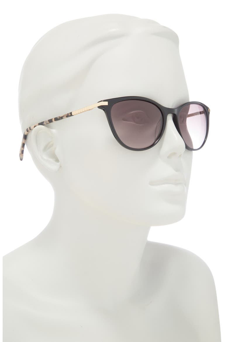 55mm Full Rim Modified Round Sunglasses, Alternate, color, BLACK