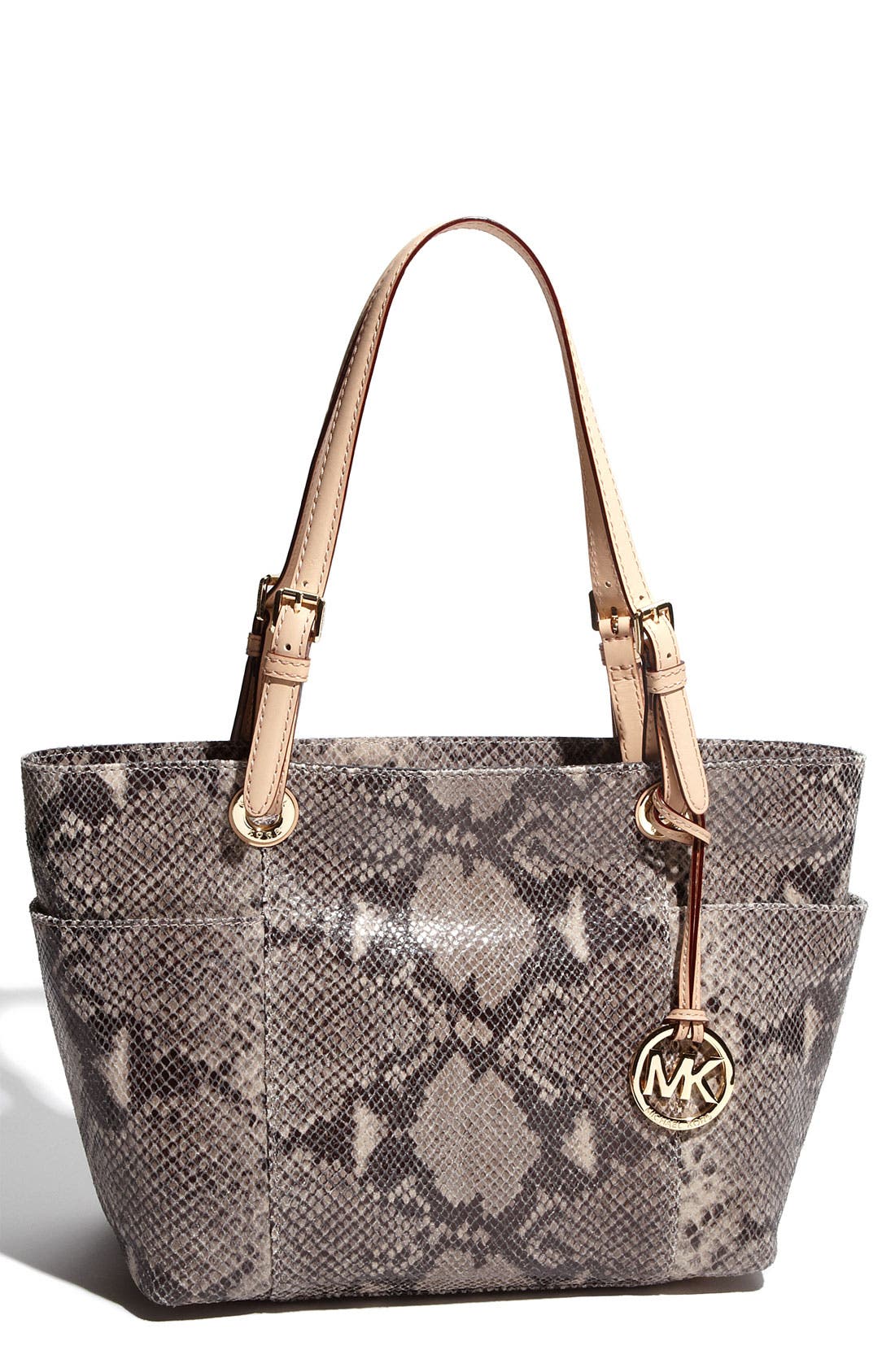 MICHAEL Michael Kors 'Jet Set' Python Embossed Tote, Main, color, 