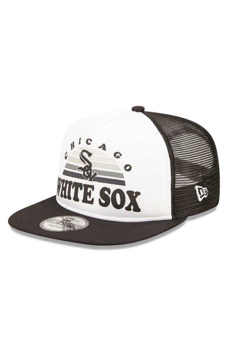 Men's New Era White/Black Chicago White Sox Gradient Golfer 9FIFTY Snapback Hat, Main, color, White