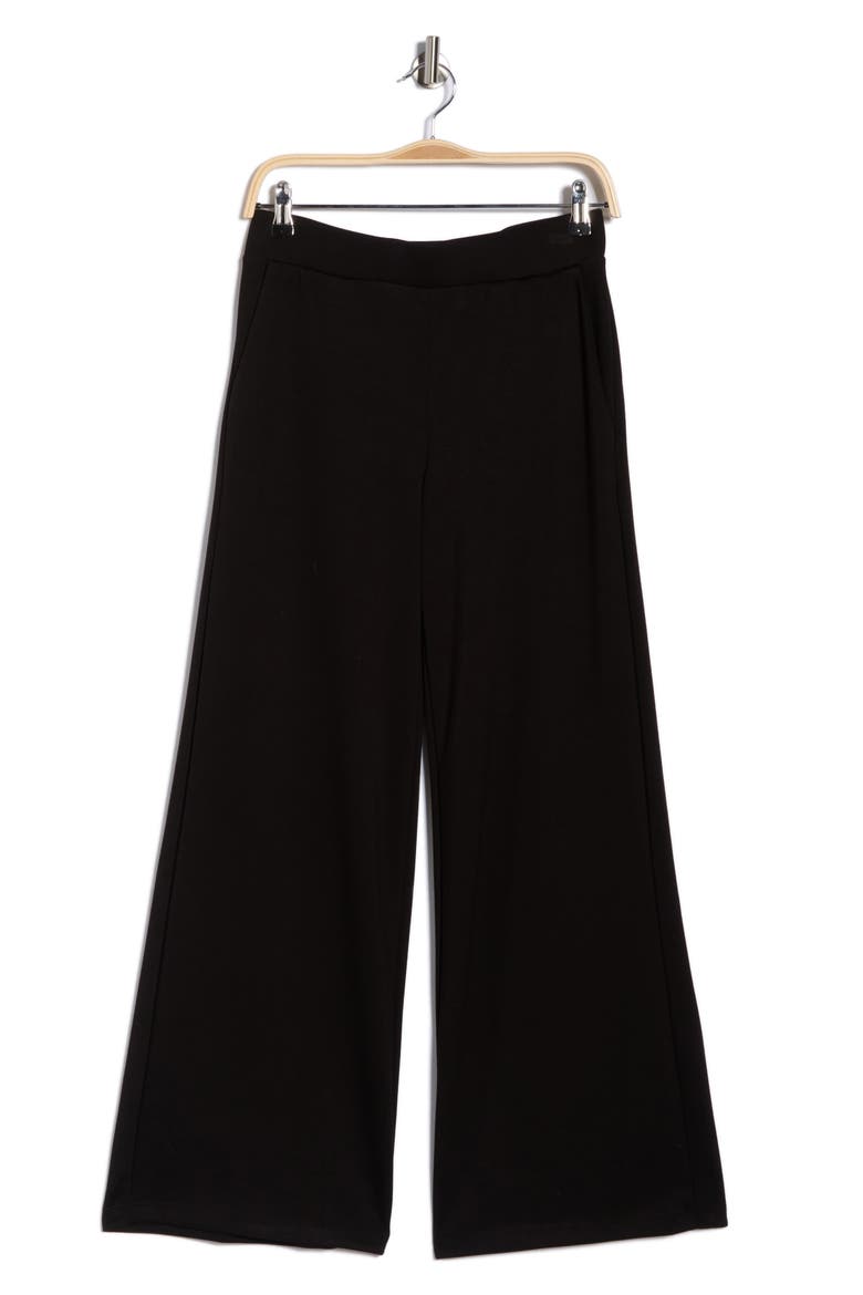 Scuba Knit Crop Wide Leg Pants, Alternate, color, BLACK