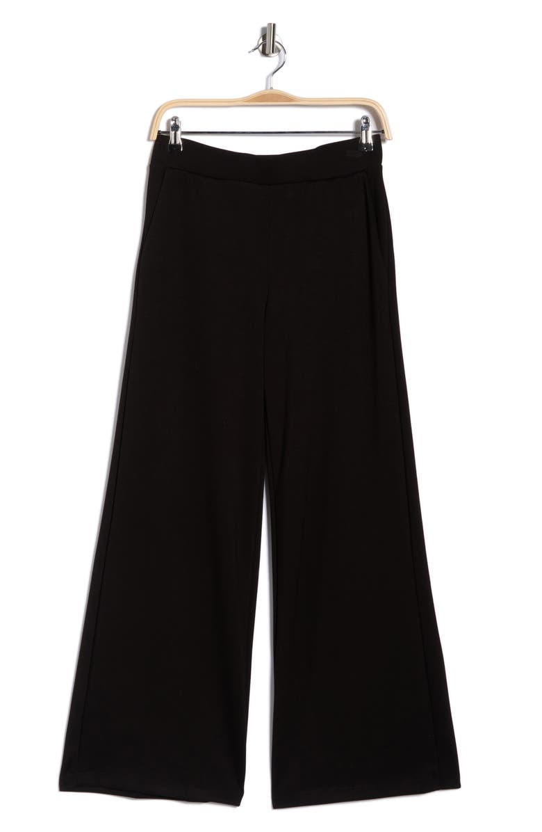 T Tahari Scuba Knit Crop Wide Leg Pants, Alternate, color, Black