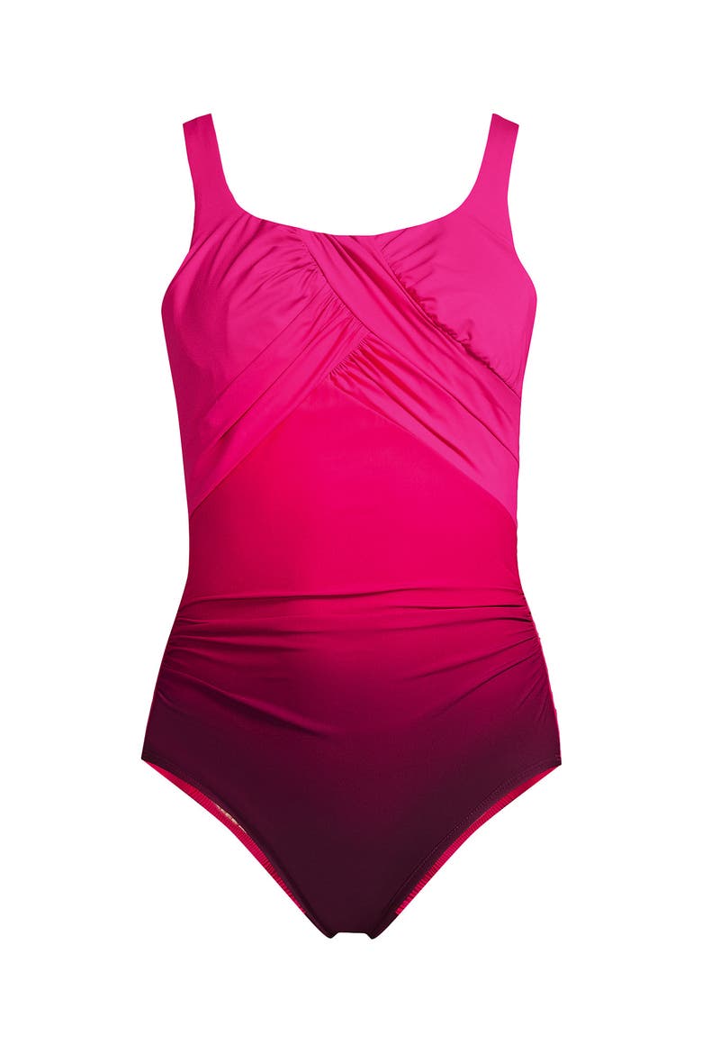 D-Cup Slender Carmela Tummy Control Chlorine Resistant Scoop Neck One Piece Swimsuit, Alternate, color, Riviera Rose Ombre