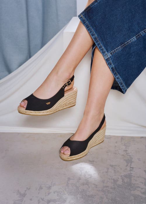Viscata Gavina Canvas Espadrille Sandal Wedges In Black