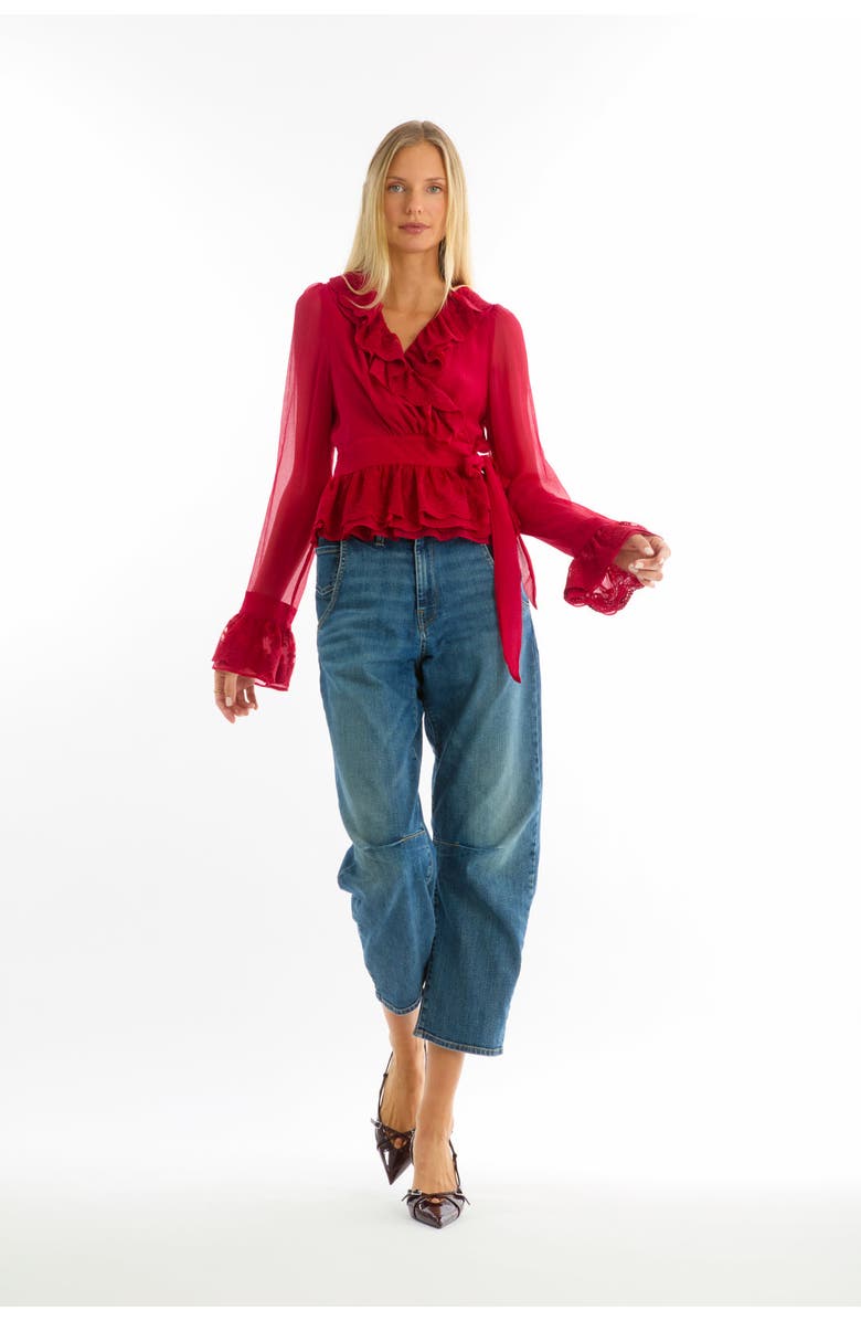 SECRET MISSION Poet Blouse, Main, color, Lipstick Red