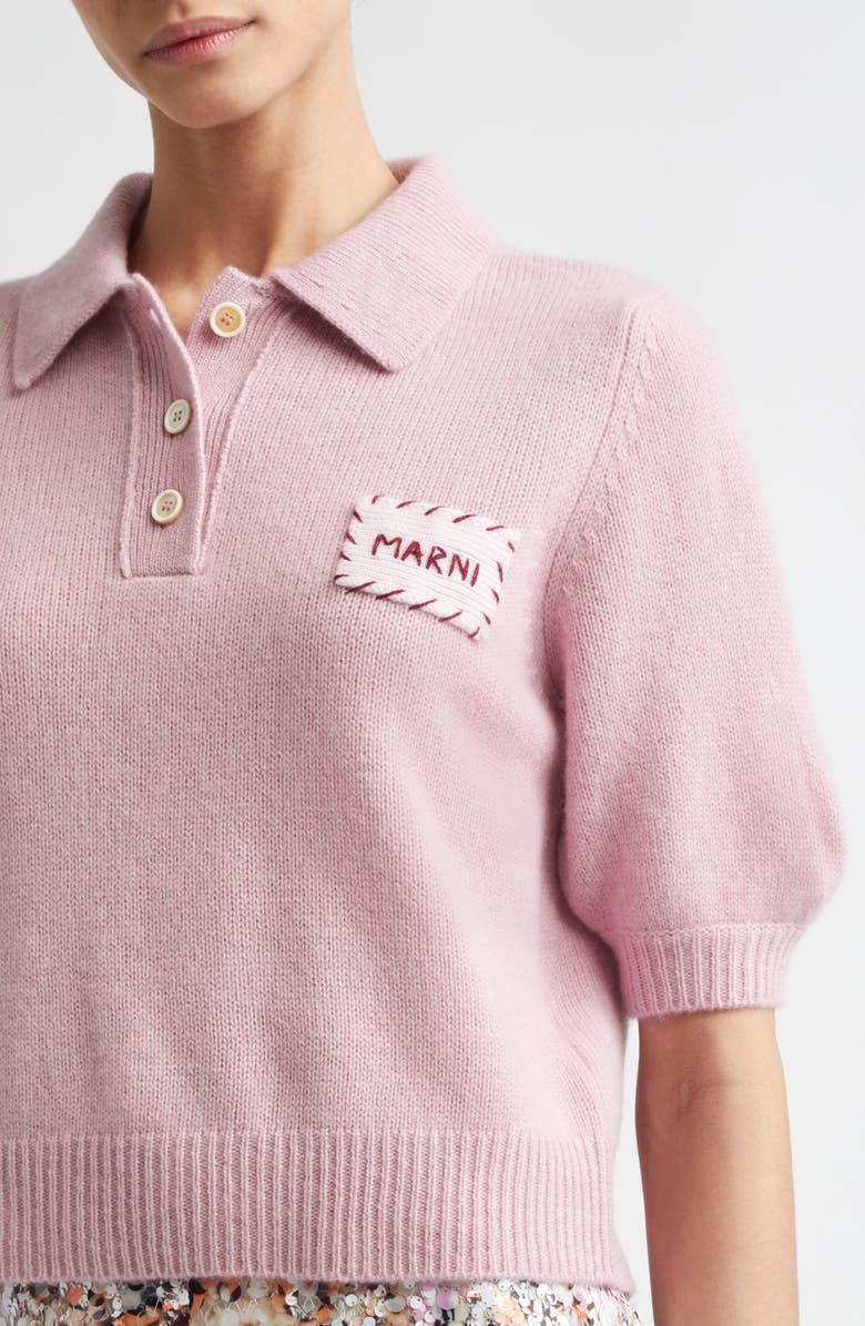 Marni Mending Logo Cashmere Sweater, Alternate, color, Quartz