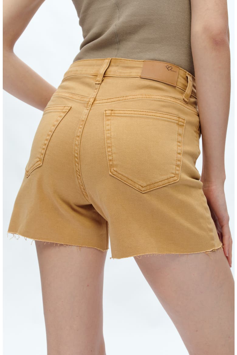 High Waist Denim Shorts, Alternate, color, YELLOW OCHRE