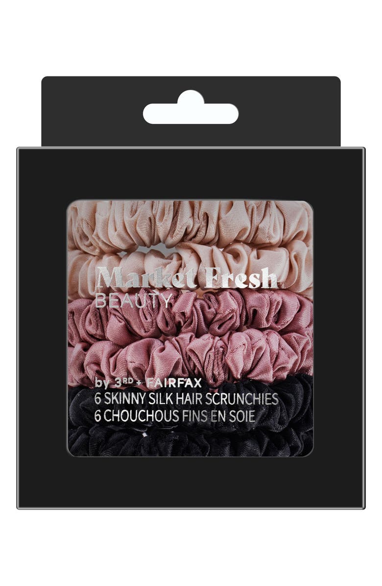 Market Fresh Beauty Silk 6-Pack Skinny Hair Scrunchies, Alternate, color, 