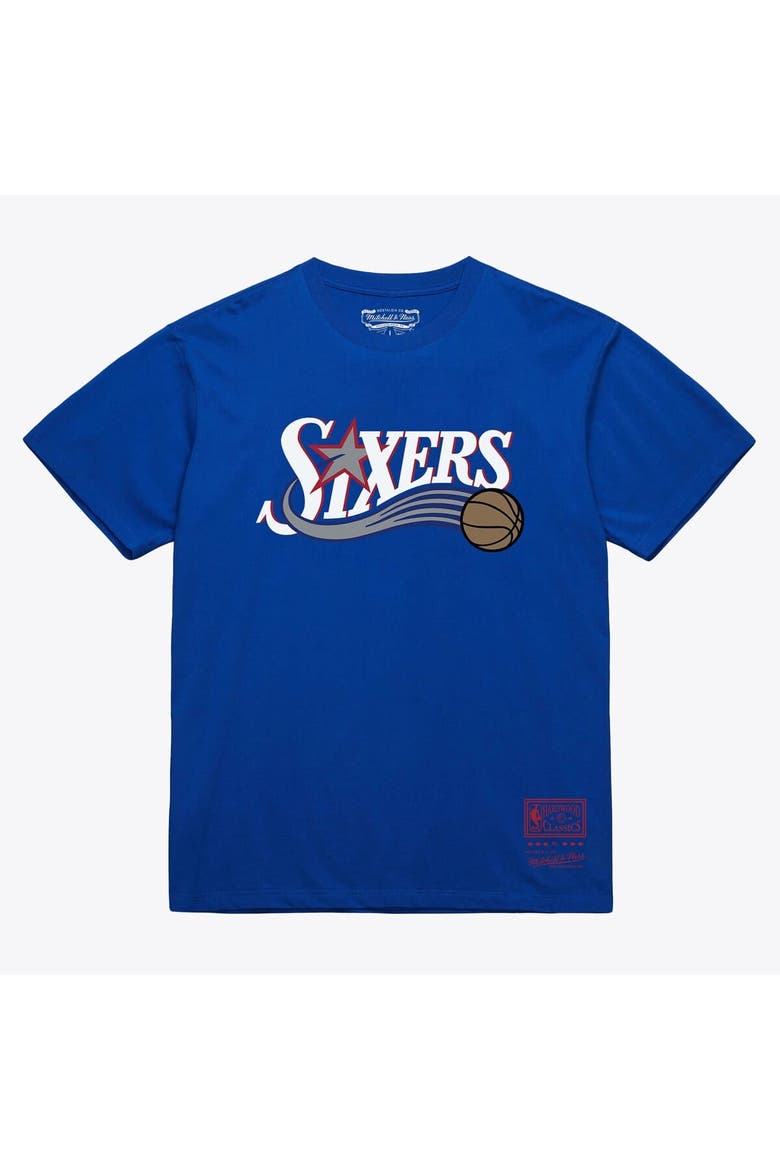 Unisex Mitchell & Ness  Royal Philadelphia 76ers Hardwood Classics Arch T-Shirt, Main, color, Royal