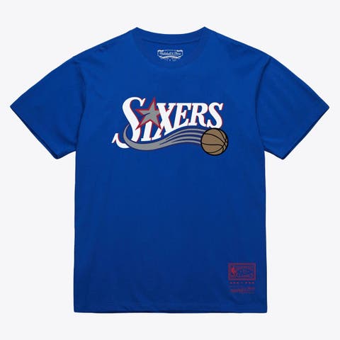 Unisex Mitchell & Ness  Royal Philadelphia 76ers Hardwood Classics Arch T-Shirt