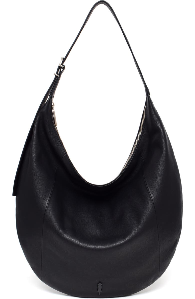 Thacker Oversize Wyatt Leather Hobo Bag, Main, color, Black
