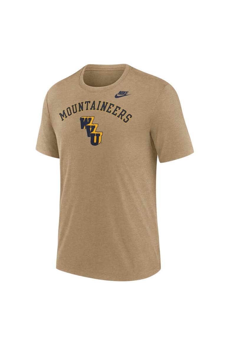Men's Nike Heather Light Brown West Virginia Mountaineers Legacy Arch Tri-Blend T-Shirt, Alternate, color, Light Brown