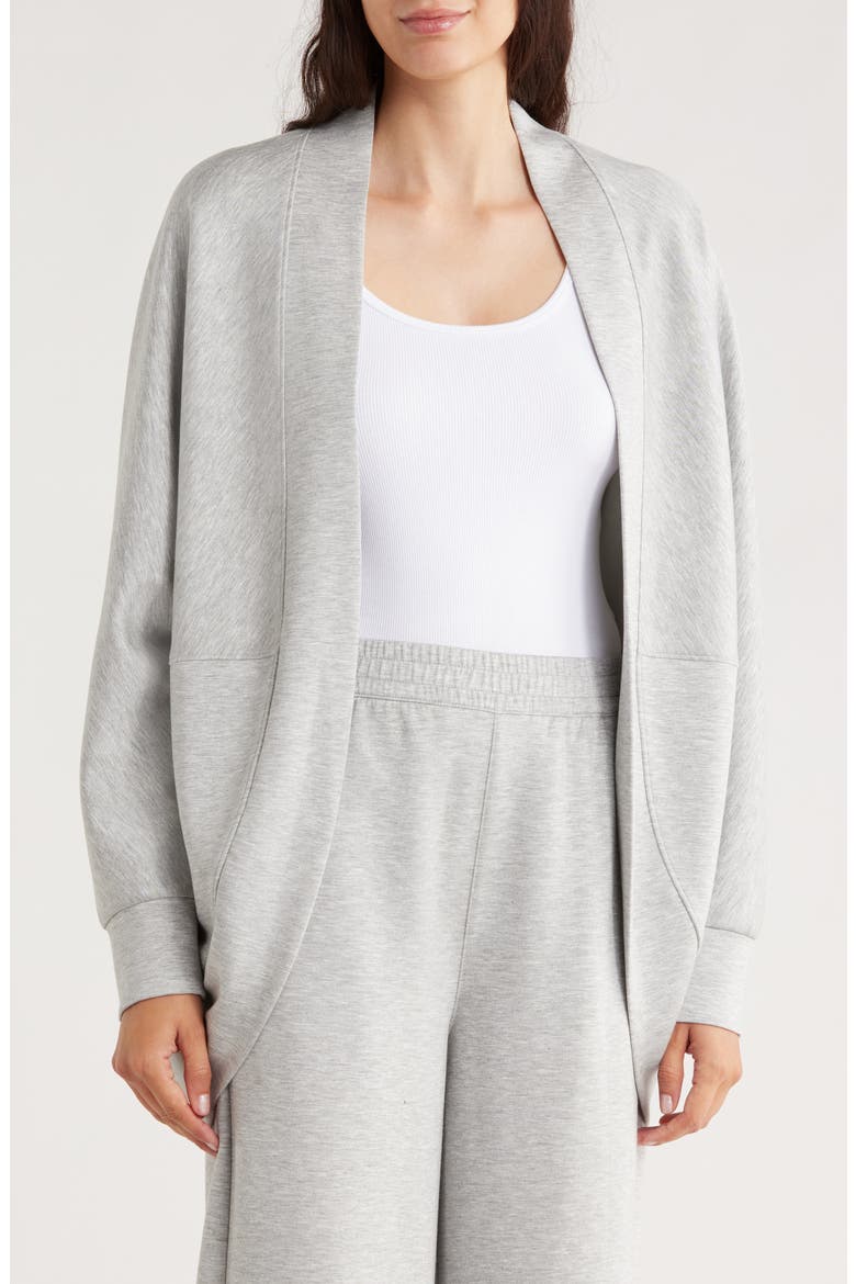 Long Sleeve Scuba Knit Cocoon Cardigan, Main, color, GREY HEATHER