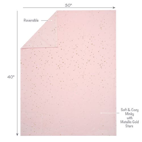Lambs & Ivy Ballerina Baby Stars 2-sided Soft Baby Blanket In Pink