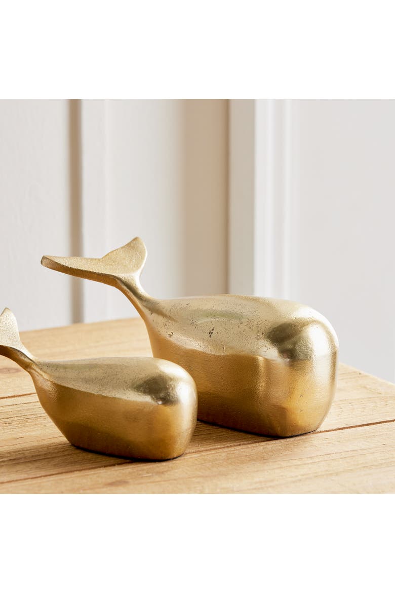 Moby Whale Sculptures Set of 2, Alternate, color, Gold