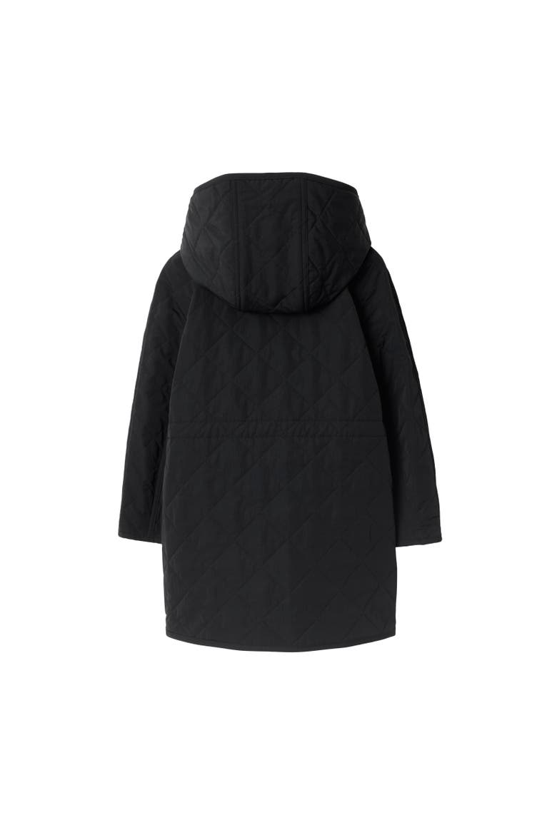 Kid's Quilted Nylon Hooded Coat, Alternate, color, Black