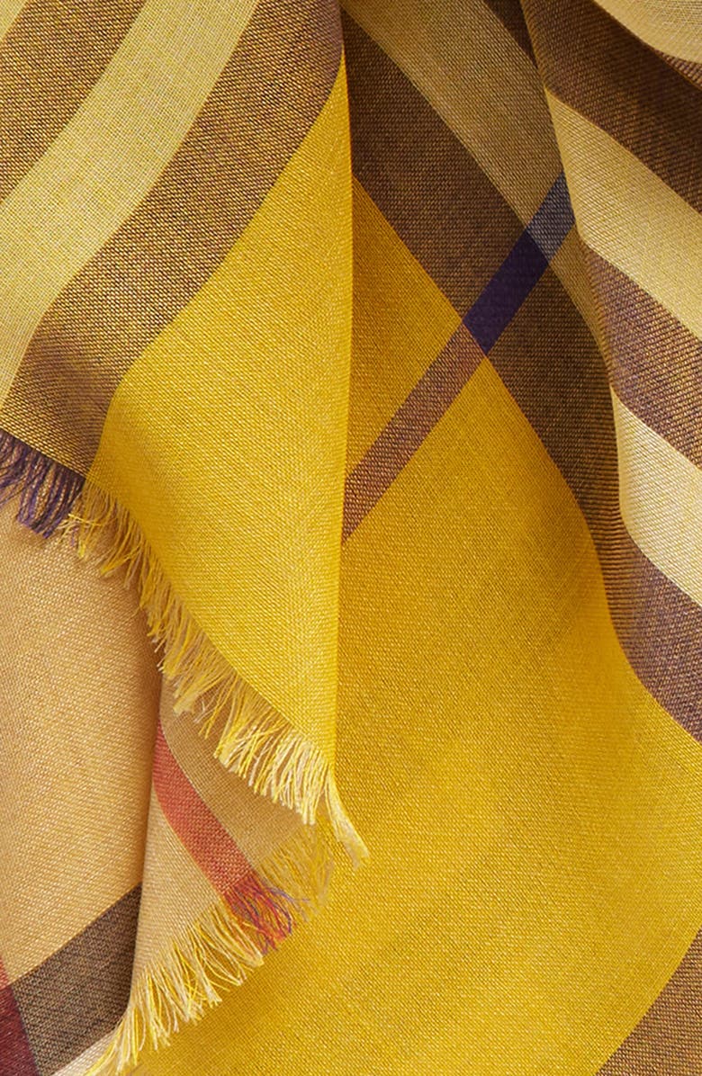 Burberry Giant Check Wool & Silk Gauze Scarf, Alternate, color, 