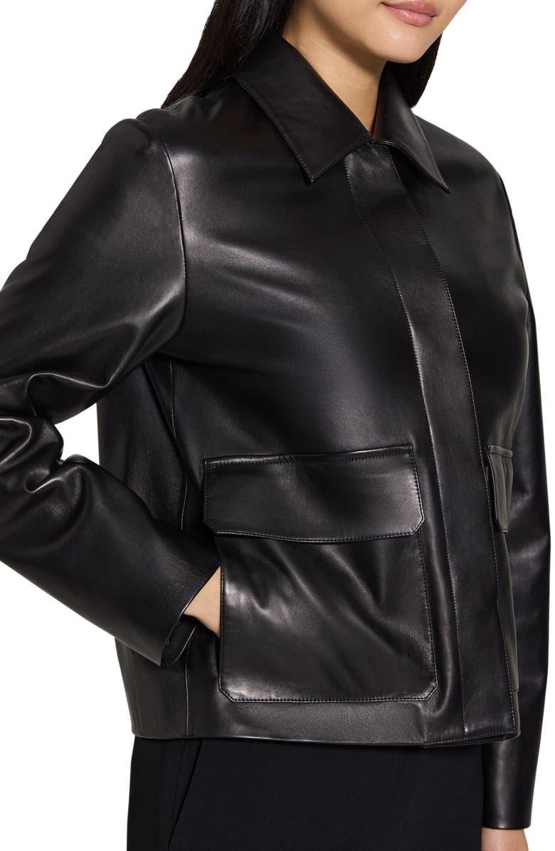 Theory Boxy Patch Pocket Leather Jacket, Alternate, color, 