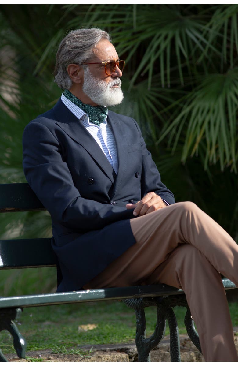 Elizabetta Condotti - Silk Ascot Cravat Tie for Men, Alternate, color, Green And Navy