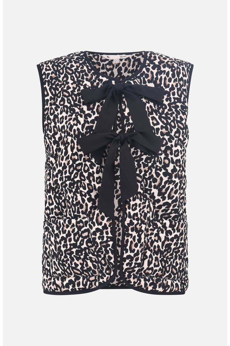 Sleeveless Bow-Tie Leopard Waistcoat, Alternate, color, Black