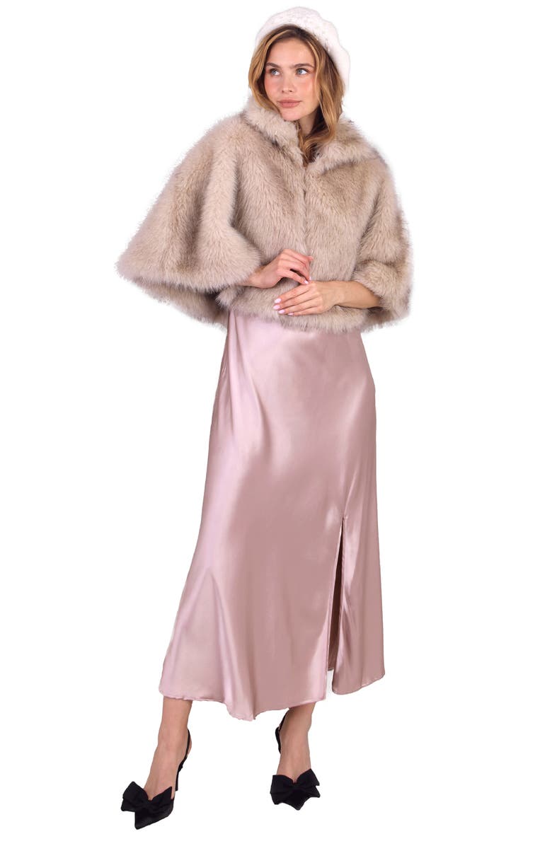 SAACHI Faux Fur Capelet, Alternate, color, Beige