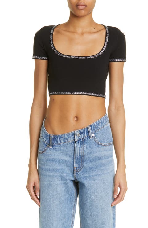 Crystal Logo Trim Crop Top
