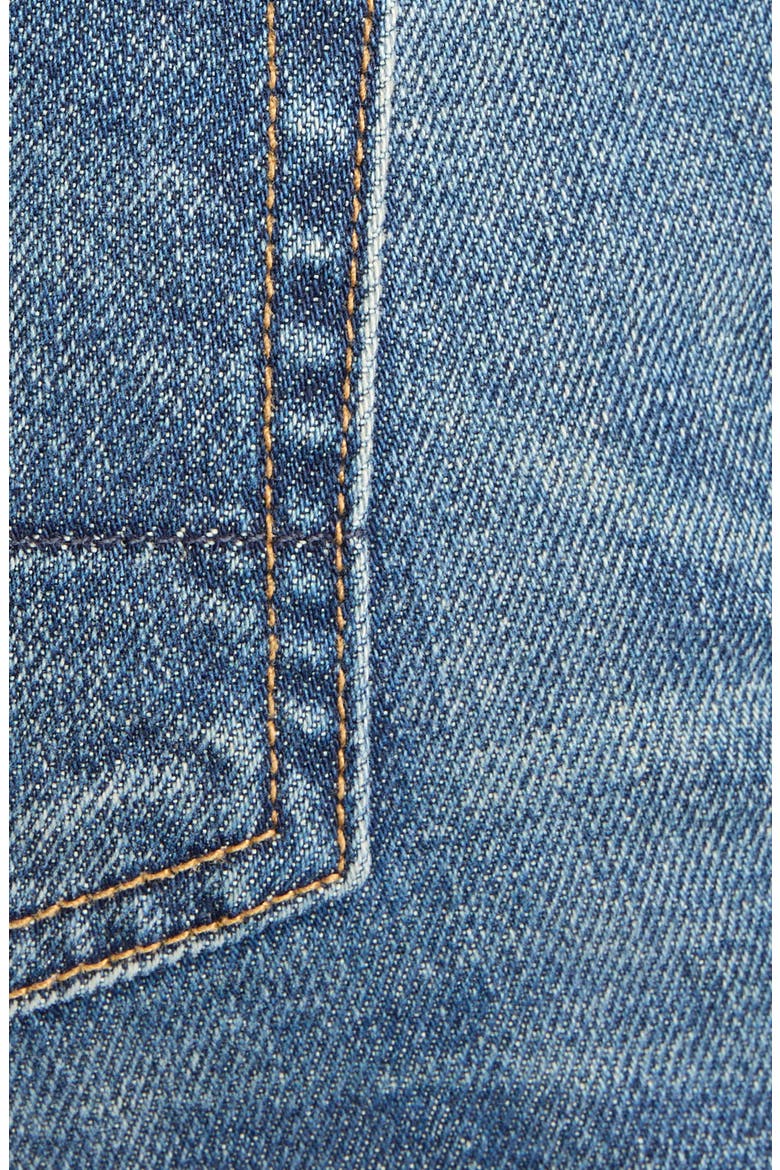 High Waist Rolled Hem Comfort Stone Washed Denim Shorts, Alternate, color, HB772 MID BLUE