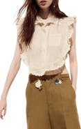 DELUC Insua Frill Detail Sleeveless Cotton Voile Button-Up Shirt