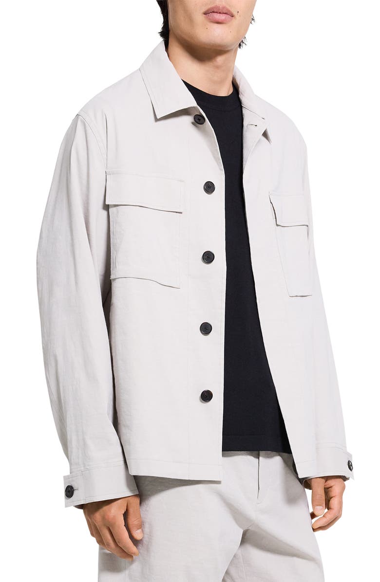 Theory Mod Linen Blend Field Jacket, Alternate, color, Silver Cloud