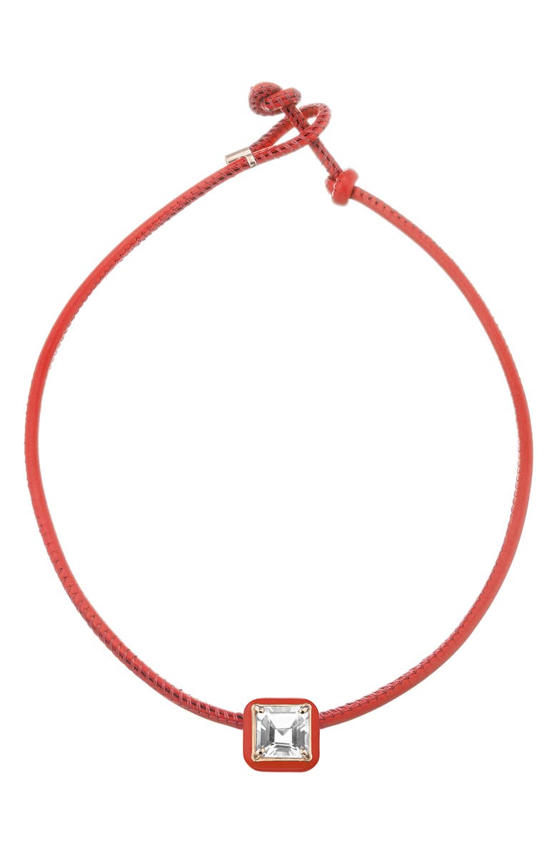 Bea Bongiasca Square Crystal Pendant Pop Choker Necklace, Main, color, Red