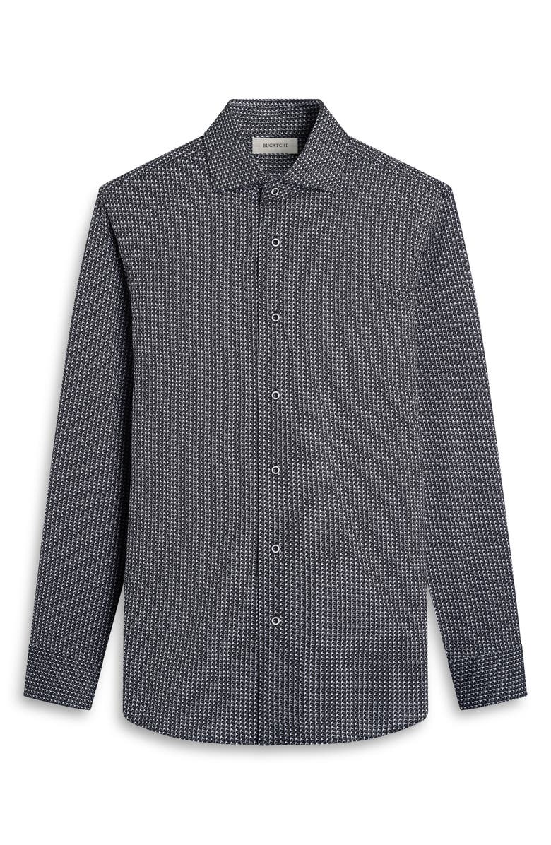 Bugatchi Devon OoohCotton<sup>®</sup> Geo Print Button-Up Shirt, Alternate, color, Black