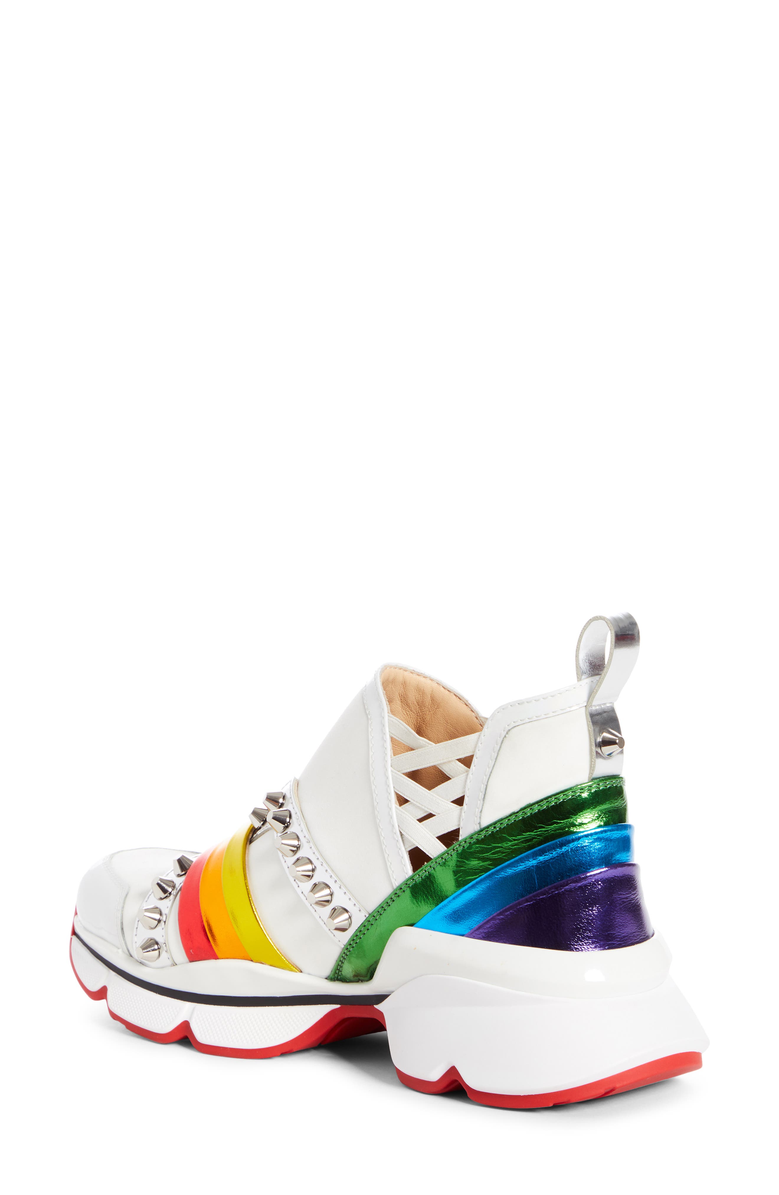 Christian Louboutin 123 Run Studded Rainbow Slip-On Sneaker, Alternate, color, 