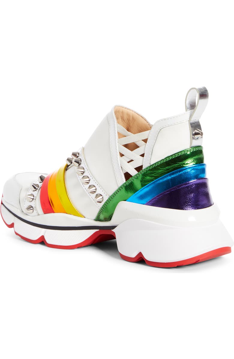 Christian Louboutin 123 Run Studded Rainbow Slip-On Sneaker, Alternate, color,