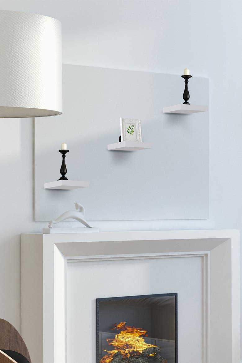 Floating Shelves - Maple Wood - Set of 3, Alternate, color, WHITE