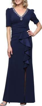 Alex Evenings Embellished Stretch Crepe Gown