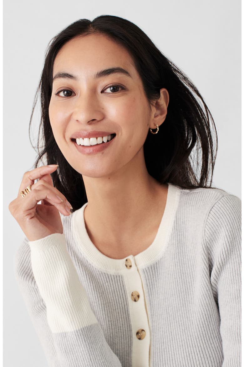 Mikki Organic Cotton & Cashmere Henley Sweater, Alternate, color, NEUTRAL COLORBLOCK