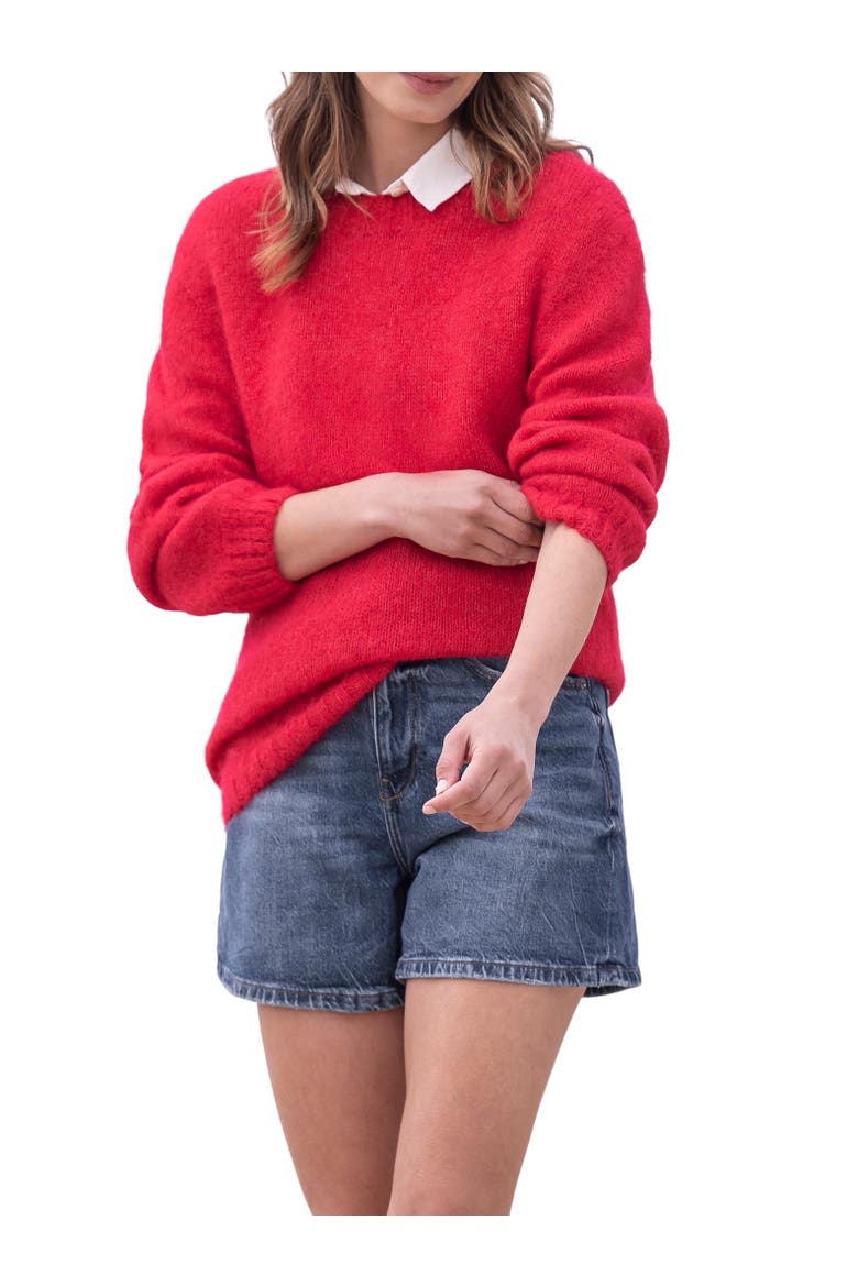 Alpaca Cotton Slouch Sweater, Alternate, color, RASPBERRY