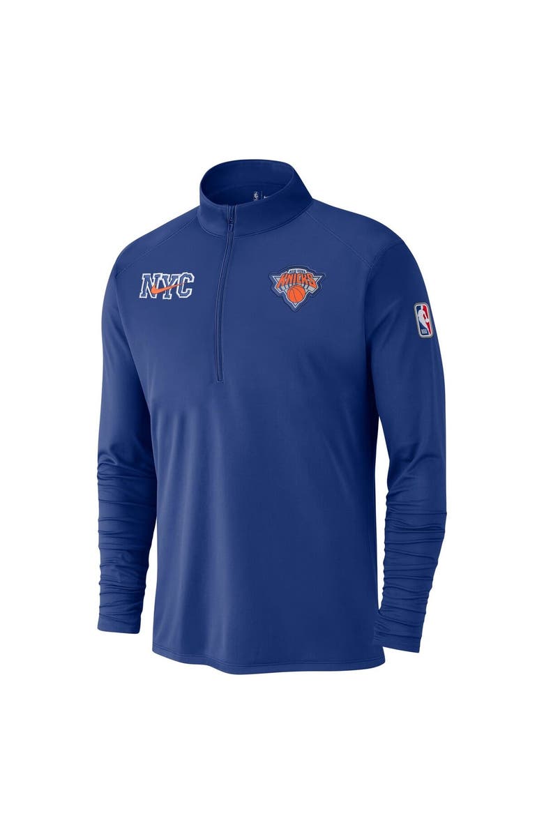 Nike Men's Nike Blue New York Knicks 2024/25 City Edition Authentic Coaches Performance Half-Zip Top, Alternate, color, 