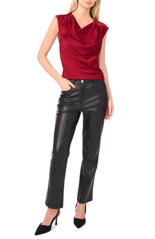 Vince Camuto Lace Trim Cowl Neck Sleeveless Top In Red