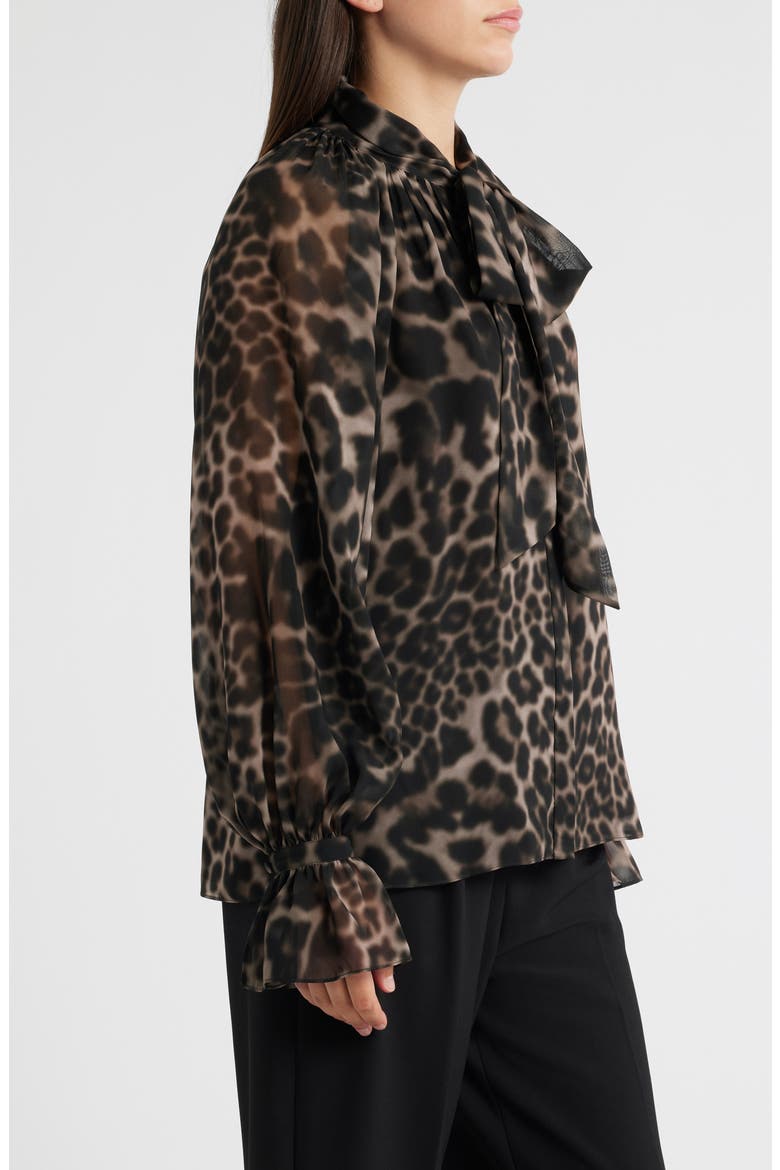 Davi Print Tie Neck Top, Alternate, color, SABLE MULTI