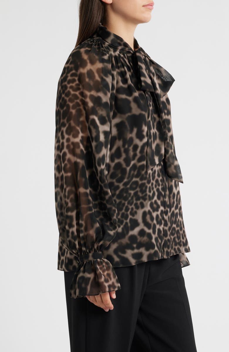 KOBI HALPERIN Davi Print Tie Neck Top, Alternate, color, Sable Multi