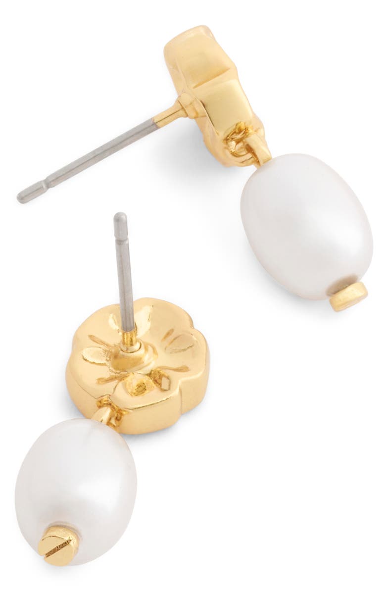 COACH Tearose Faux Pearl Drop Earrings, Alternate, color, Pearl/ Gold