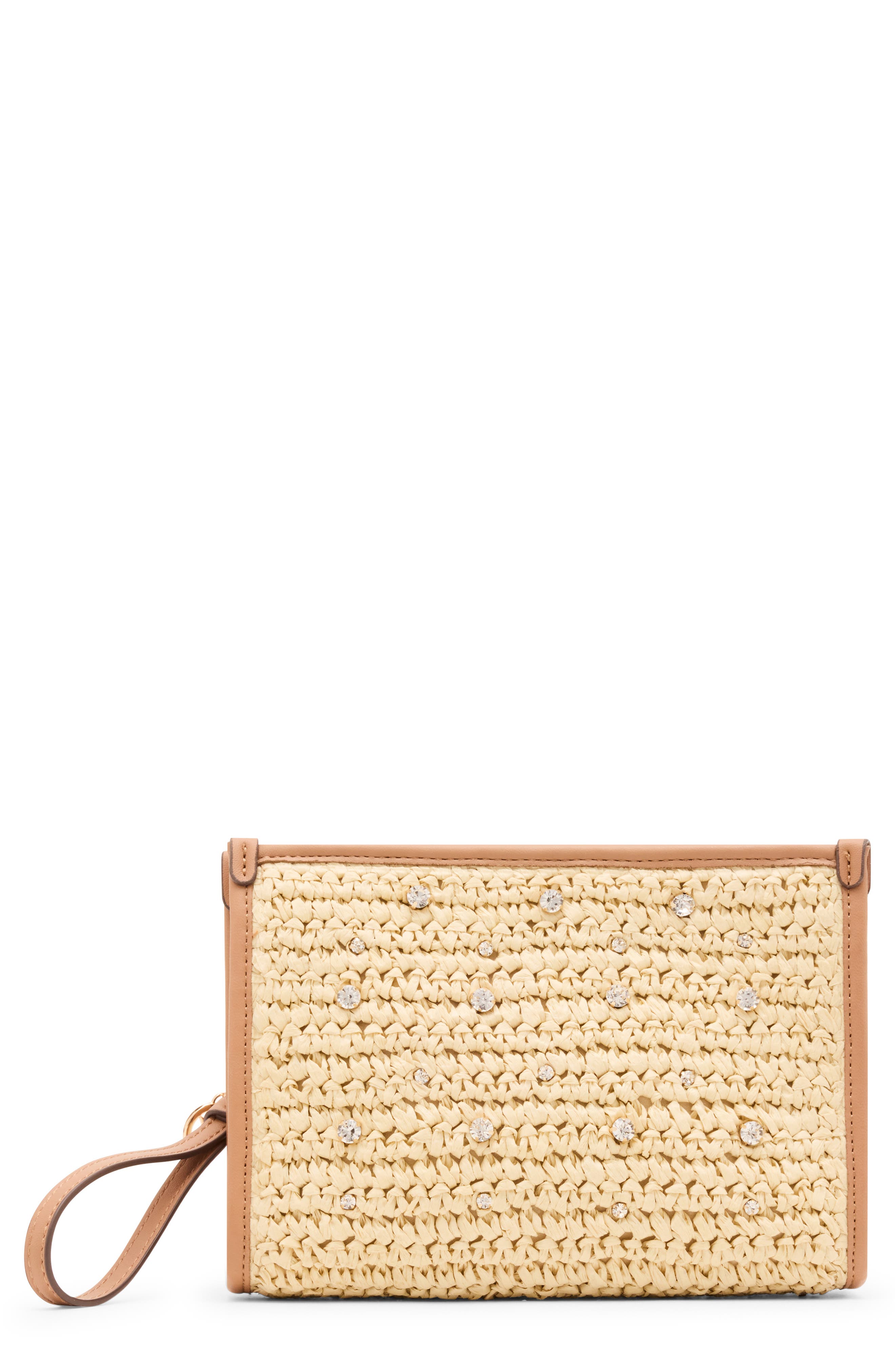 Anne Klein Rhinestone Woven Wristlet, Main, color, 