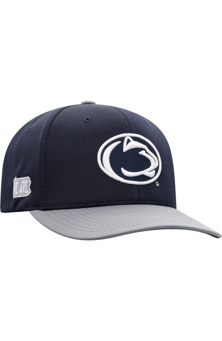 TOP OF THE WORLD Men's Top of the World Navy/Gray Penn State Nittany Lions Two-Tone Reflex Hybrid Tech Flex Hat, Main, color, Navy