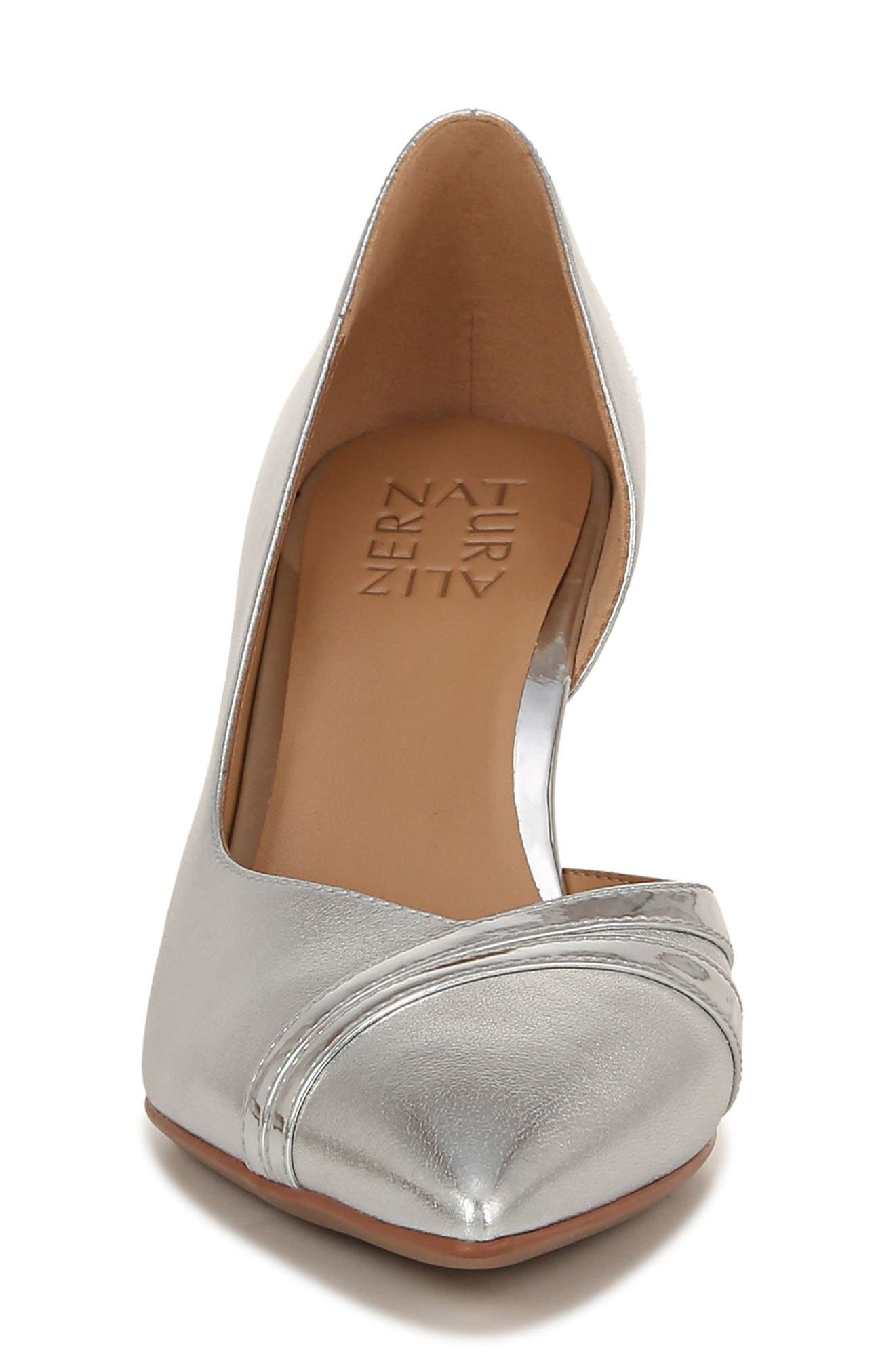 Naturalizer Aubrey Asymmetric Pointed Toe Pump, Alternate, color, Silver Leather