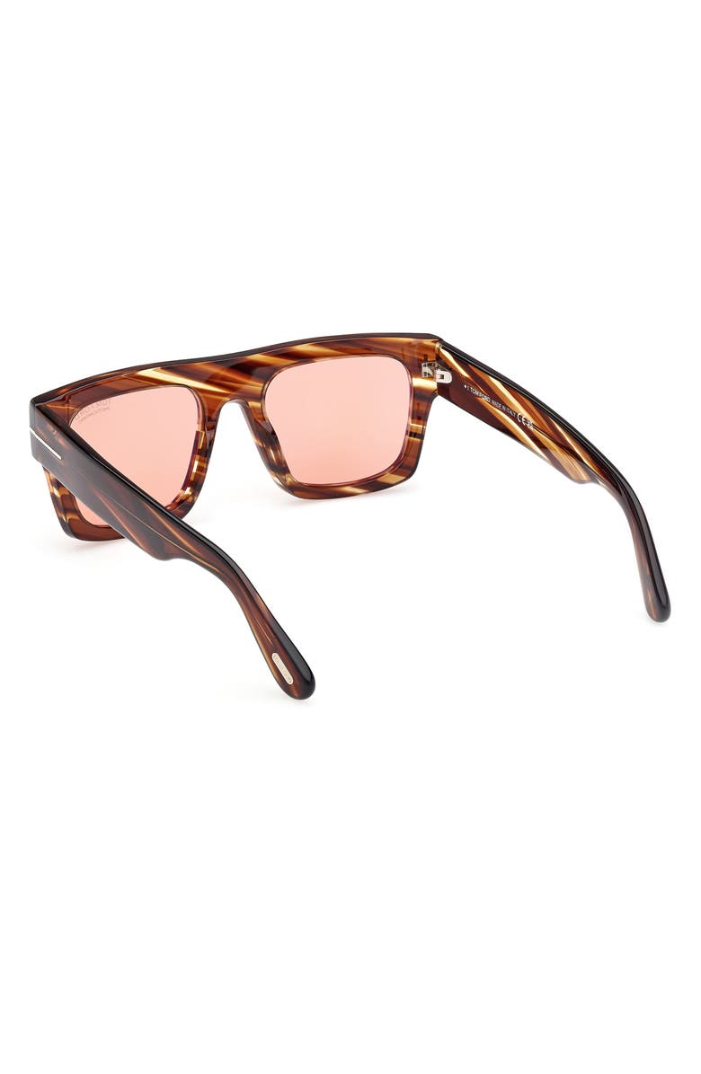 TOM FORD 53mm Fausto Polarized Square Sunglasses, Alternate, color, Striped Brown/ Yellow/ Peach