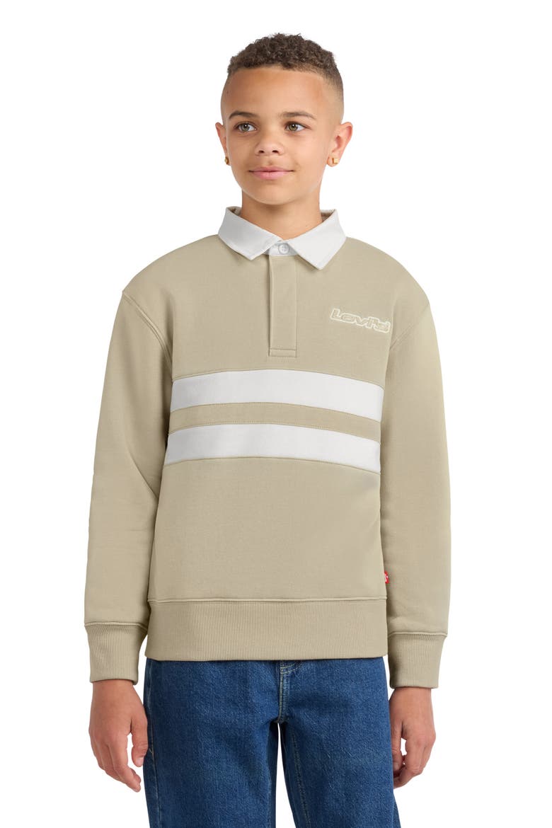 Kids' Striped Rugby Sweatshirt, Alternate, color, FIELDS OF RYE